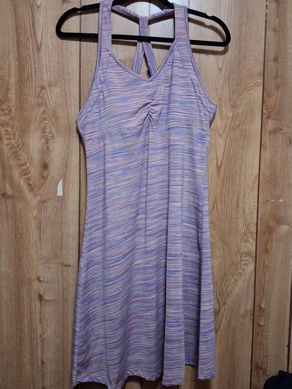 Athletic Dress Lg Racerback Front Ruched Attached Sports Bra Space Dye
